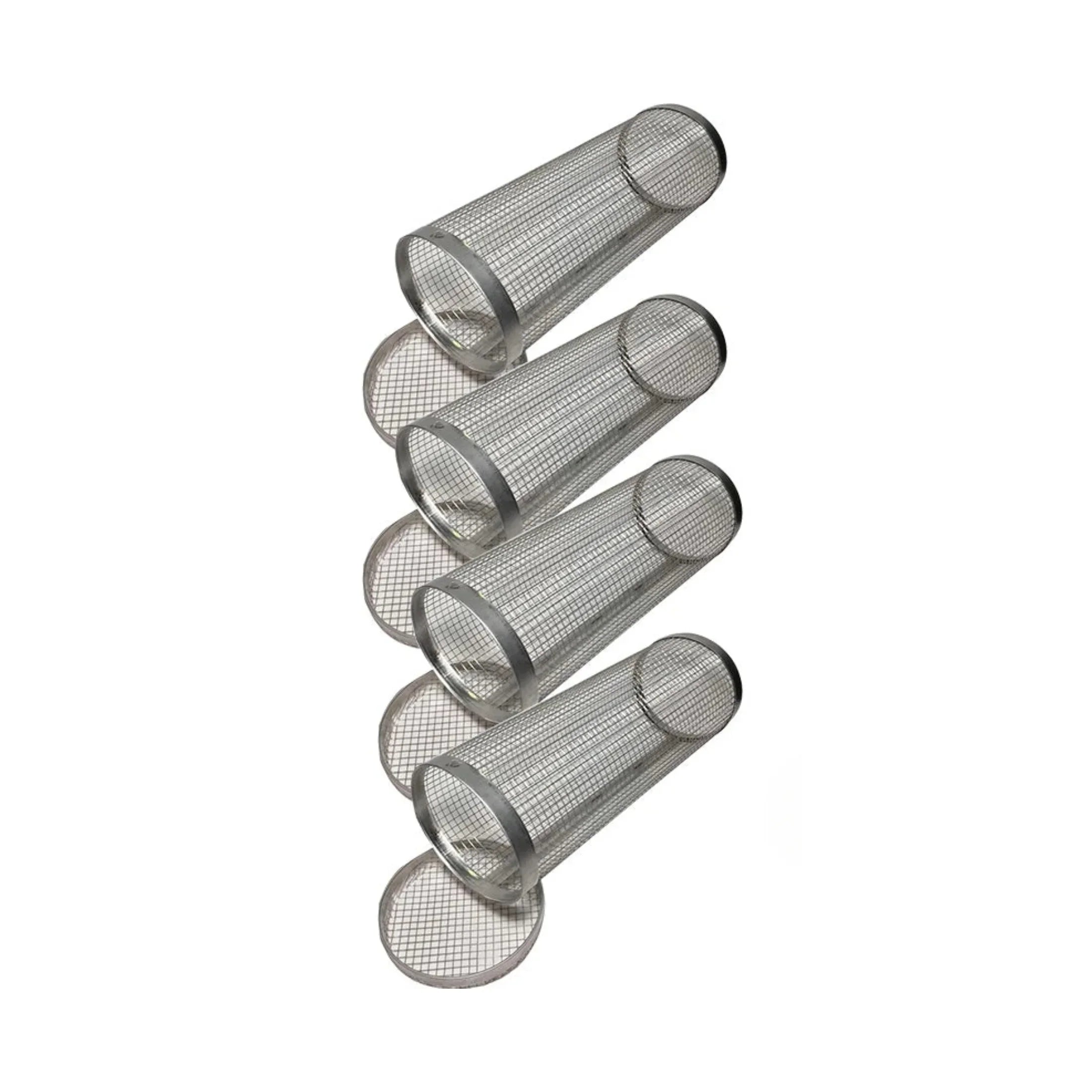 Set of four stainless steel BBQ smoker tubes for grilling and smoking meat