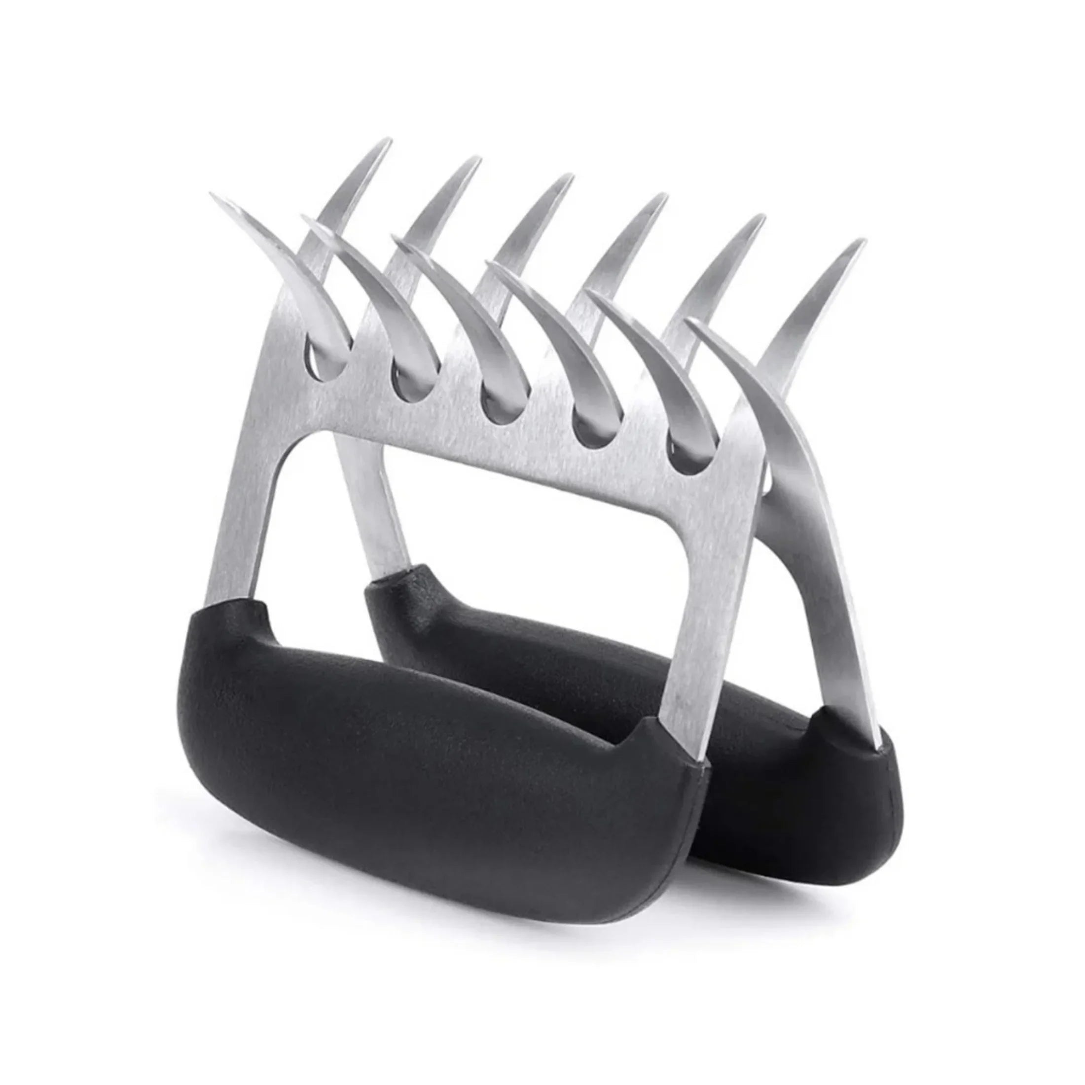 Stainless steel meat shredding claws with black handles for BBQ and grilling